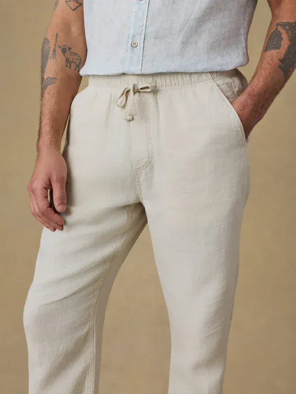 Faherty 5-Pockets Linen Drawstring Pant in Weathered Sand