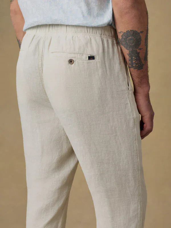 Faherty 5-Pockets Linen Drawstring Pant in Weathered Sand