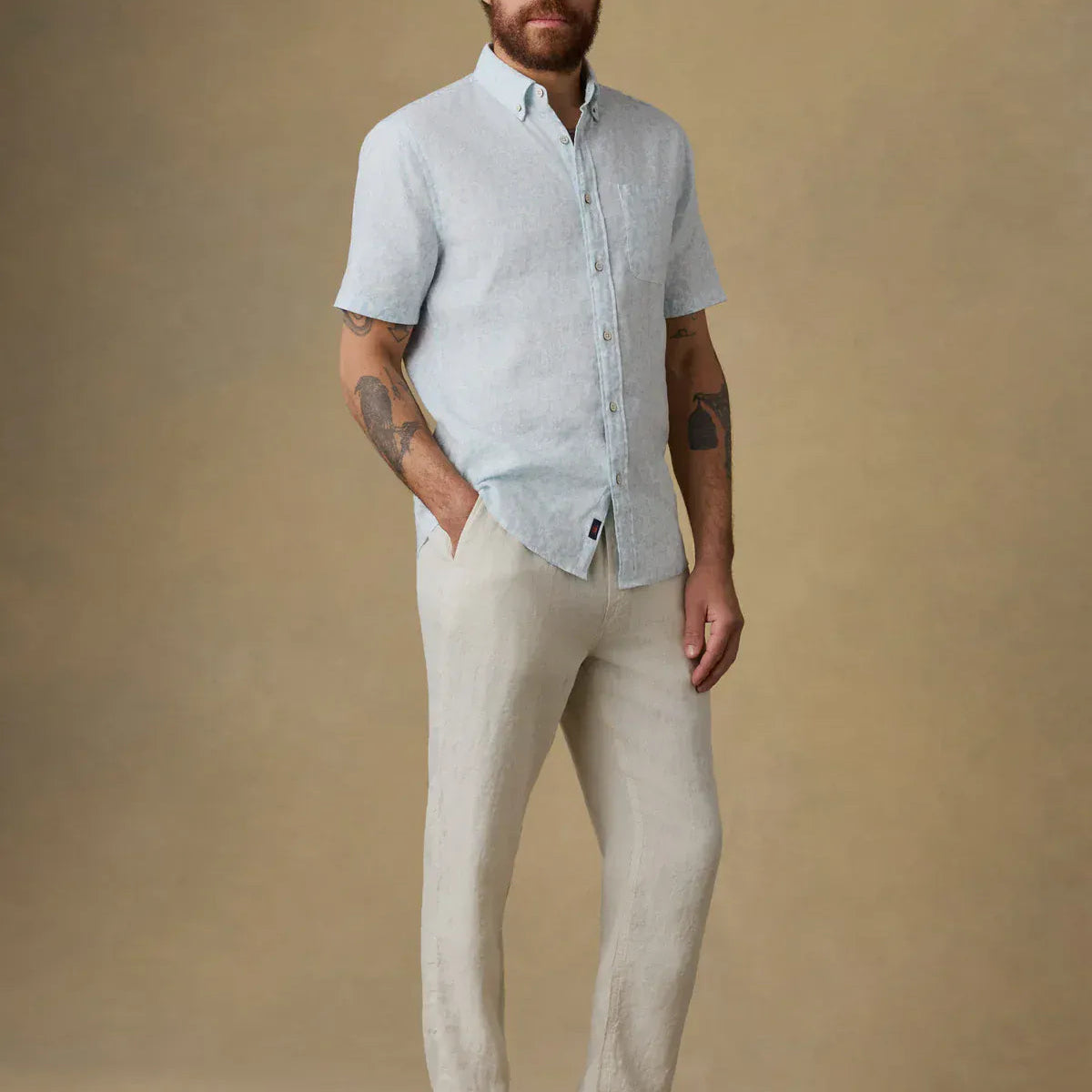 Faherty 5-Pockets Linen Drawstring Pant in Weathered Sand