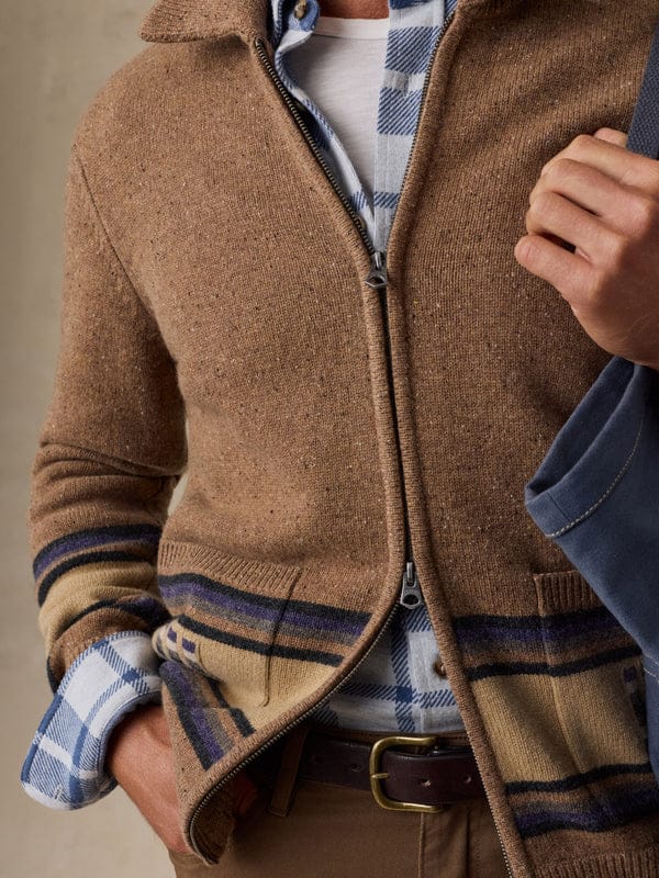 Faherty Blanket Stripe Zip Sweater dbz