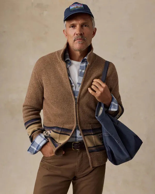 Faherty Blanket Stripe Zip Sweater dbz