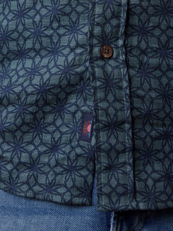 Faherty Camp Shirt Breeze Shirt in Spruce Lotus Tile