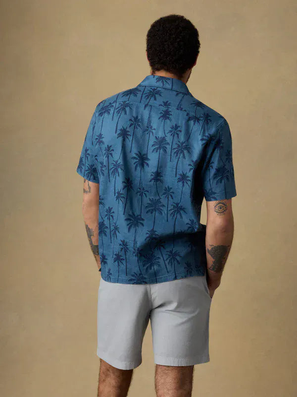 Faherty Camp Shirt Short-Sleeve Breeze Camp Shirt in Ocean Shore Trees