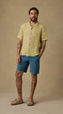 Faherty Camp Shirt Short-Sleeve Embroidered Shirt in Island Wheat