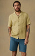 Faherty Camp Shirt Short-Sleeve Embroidered Shirt in Island Wheat
