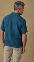 Faherty Camp Shirt Short-Sleeve Embroidered Shirt in Pacific Tides