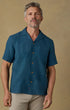 Faherty Camp Shirt Short-Sleeve Embroidered Shirt in Pacific Tides