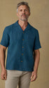 Faherty Camp Shirt Short-Sleeve Embroidered Shirt in Pacific Tides