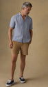 Faherty Camp Shirt Short-Sleeve Laguna Linen Camp Shirt in Cloud Waters Stripe