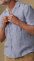 Faherty Camp Shirt Short-Sleeve Laguna Linen Camp Shirt in Cloud Waters Stripe
