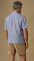 Faherty Camp Shirt Short-Sleeve Laguna Linen Camp Shirt in Cloud Waters Stripe