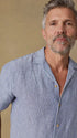 Faherty Camp Shirt Short-Sleeve Laguna Linen Camp Shirt in Cloud Waters Stripe
