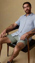 Faherty Camp Shirt Short-Sleeve Palma Linen Shirt in Blue Basketweave