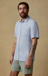 Faherty Camp Shirt Short-Sleeve Palma Linen Shirt in Blue Basketweave