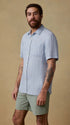Faherty Camp Shirt Short-Sleeve Palma Linen Shirt in Blue Basketweave
