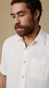 Faherty Camp Shirt Short-Sleeve Palma Linen Shirt in Bright White Basketweave
