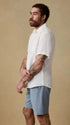 Faherty Camp Shirt Short-Sleeve Palma Linen Shirt in Bright White Basketweave