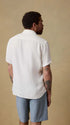 Faherty Camp Shirt Short-Sleeve Palma Linen Shirt in Bright White Basketweave