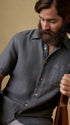 Faherty Camp Shirt Short-Sleeve Palma Linen Shirt in Washed Black Basketweave