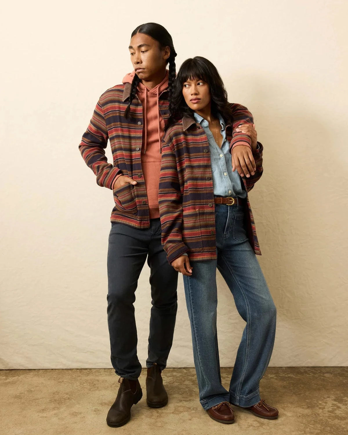 Faherty Flannels & Overshirts NIGHT TIME FIRE STRIPE / S High Ridge Twill Studio Jacket - Unisex