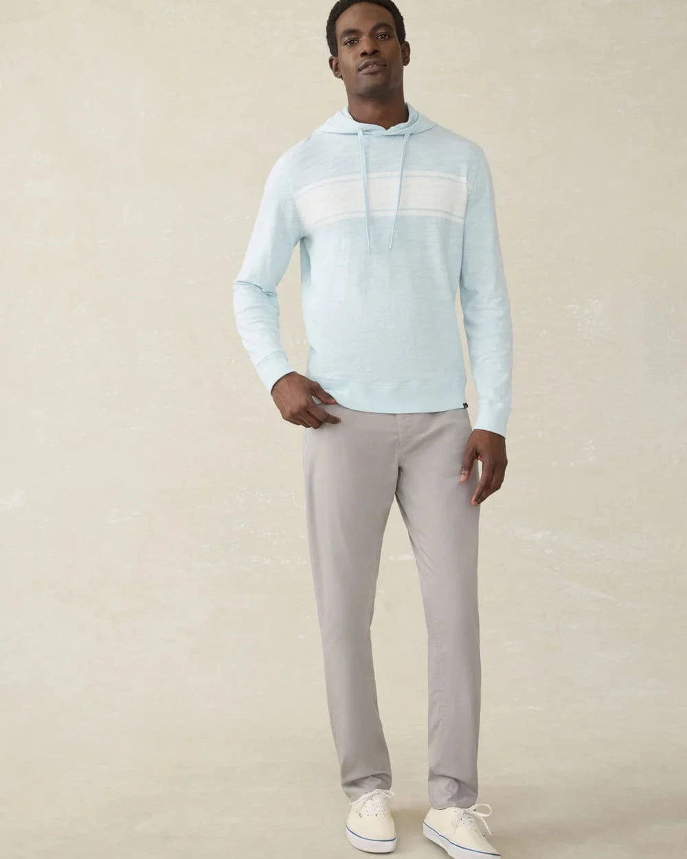 Faherty Hoodie Sunwashed Slub Hoodie - Sky Surf Stripe