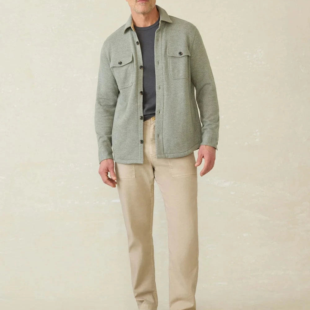 Faherty Jackets Inlet Knit CPO - Olive Brush Melange
