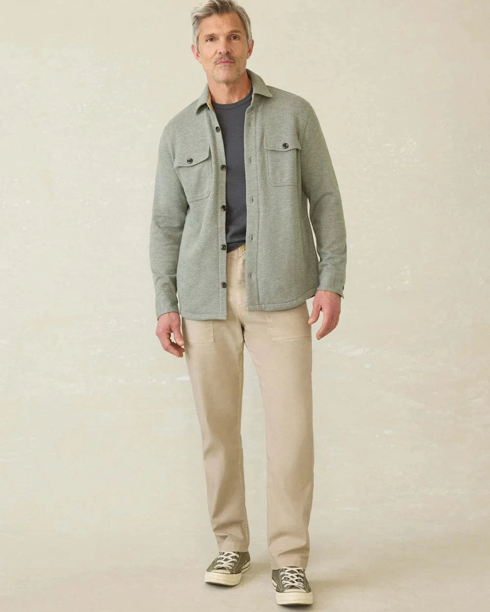 Faherty Jackets Inlet Knit CPO - Olive Brush Melange