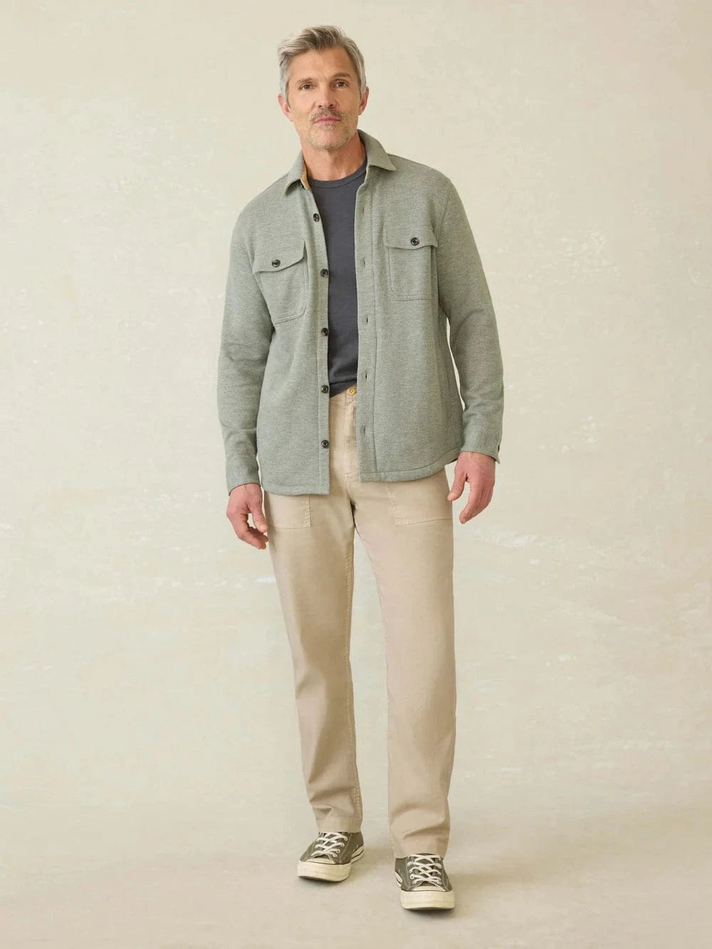Faherty Jackets Inlet Knit CPO - Olive Brush Melange