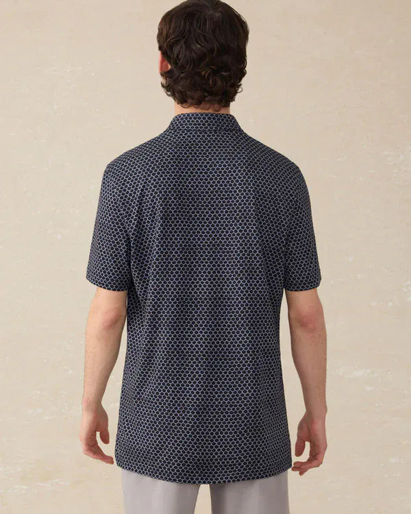 Faherty Polos Movement Pique Polo in Midnight Fishscale