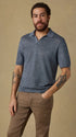 Faherty Polos Short-Sleeve Linen Sweater Polo in Caribbean Navy Melange