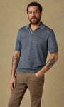 Faherty Polos Short-Sleeve Linen Sweater Polo in Caribbean Navy Melange