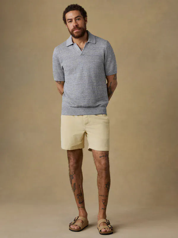 Faherty Polos Short-Sleeve Linen Sweater Polo in Shore Rock Stripe