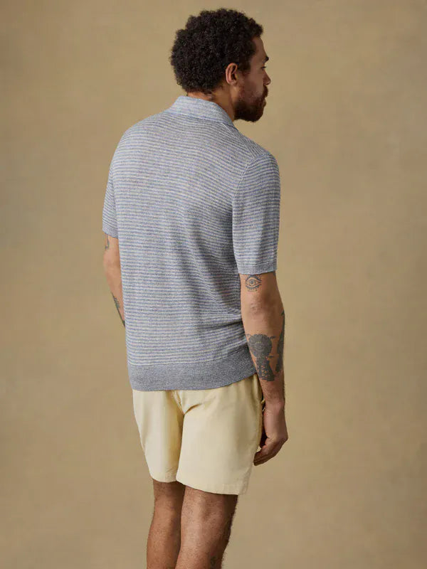 Faherty Polos Short-Sleeve Linen Sweater Polo in Shore Rock Stripe