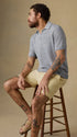 Faherty Polos Short-Sleeve Linen Sweater Polo in Shore Rock Stripe