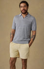 Faherty Polos Short-Sleeve Linen Sweater Polo in Shore Rock Stripe