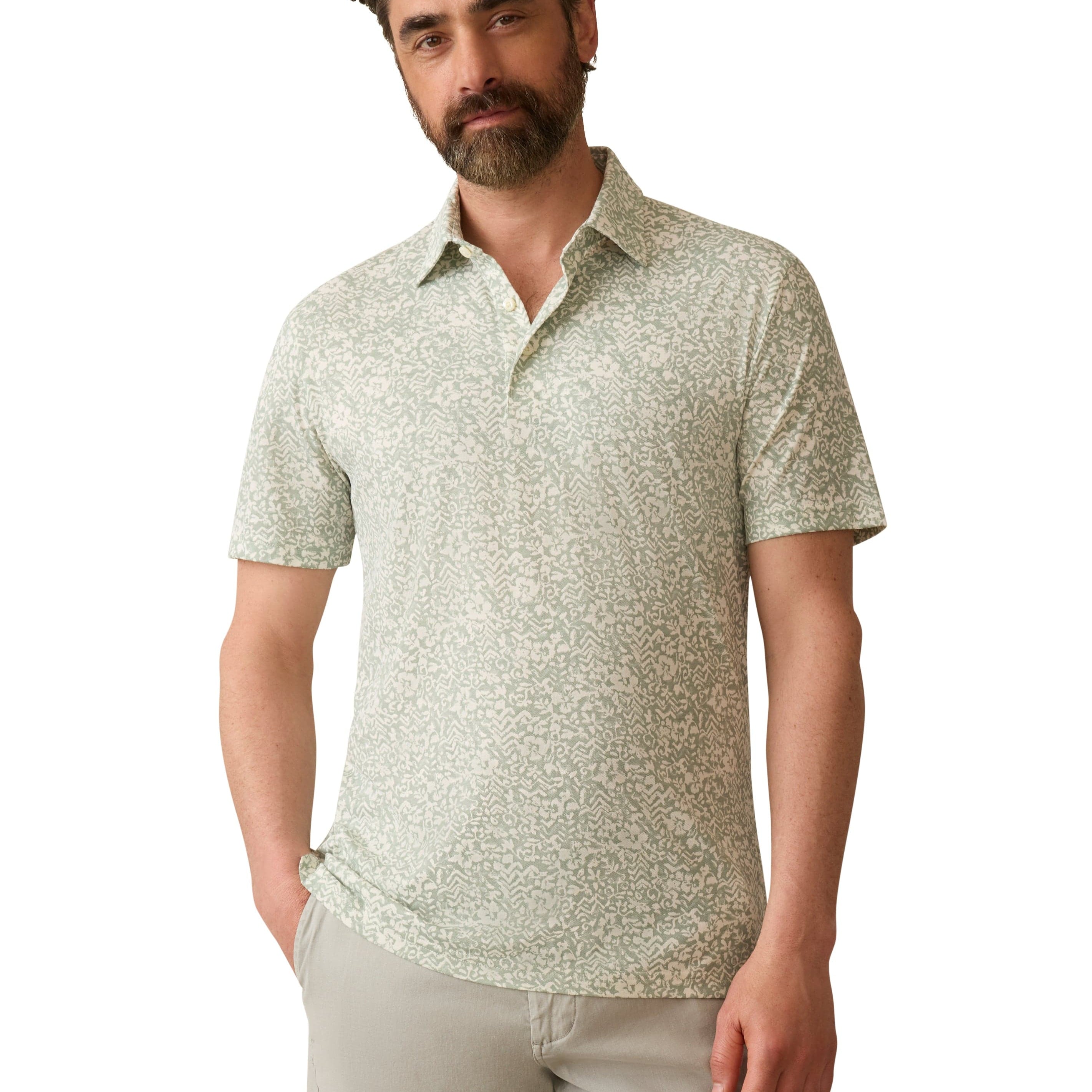 Faherty Polos Short-Sleeve Movement Pique Polo - Dusty Sage Hilo
