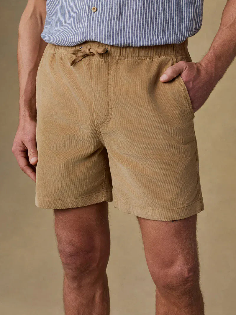 Faherty Shorts Essential Corduroy Short in Dark Sand