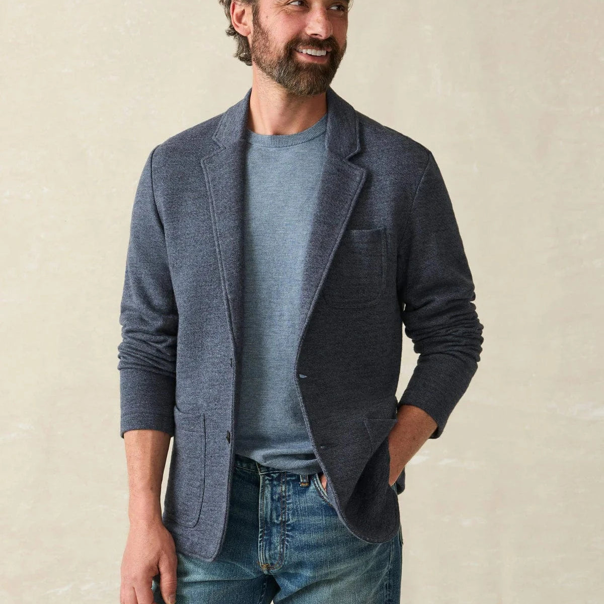 Faherty Sport Coats deep navy melange / L Inlet Knit Blazer