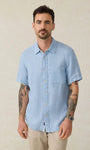 Faherty Sport Shirts Blue Basketweave / M Short-Sleeve Palma Linen Shirt