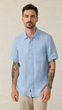 Faherty Sport Shirts Blue Basketweave / M Short-Sleeve Palma Linen Shirt