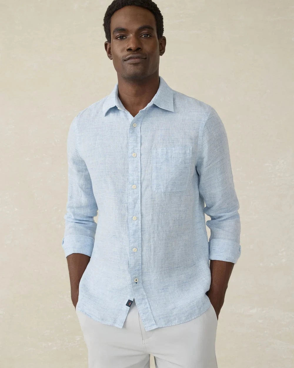 Faherty Sport Shirts light blue melange / M Laguna Linen Shirt