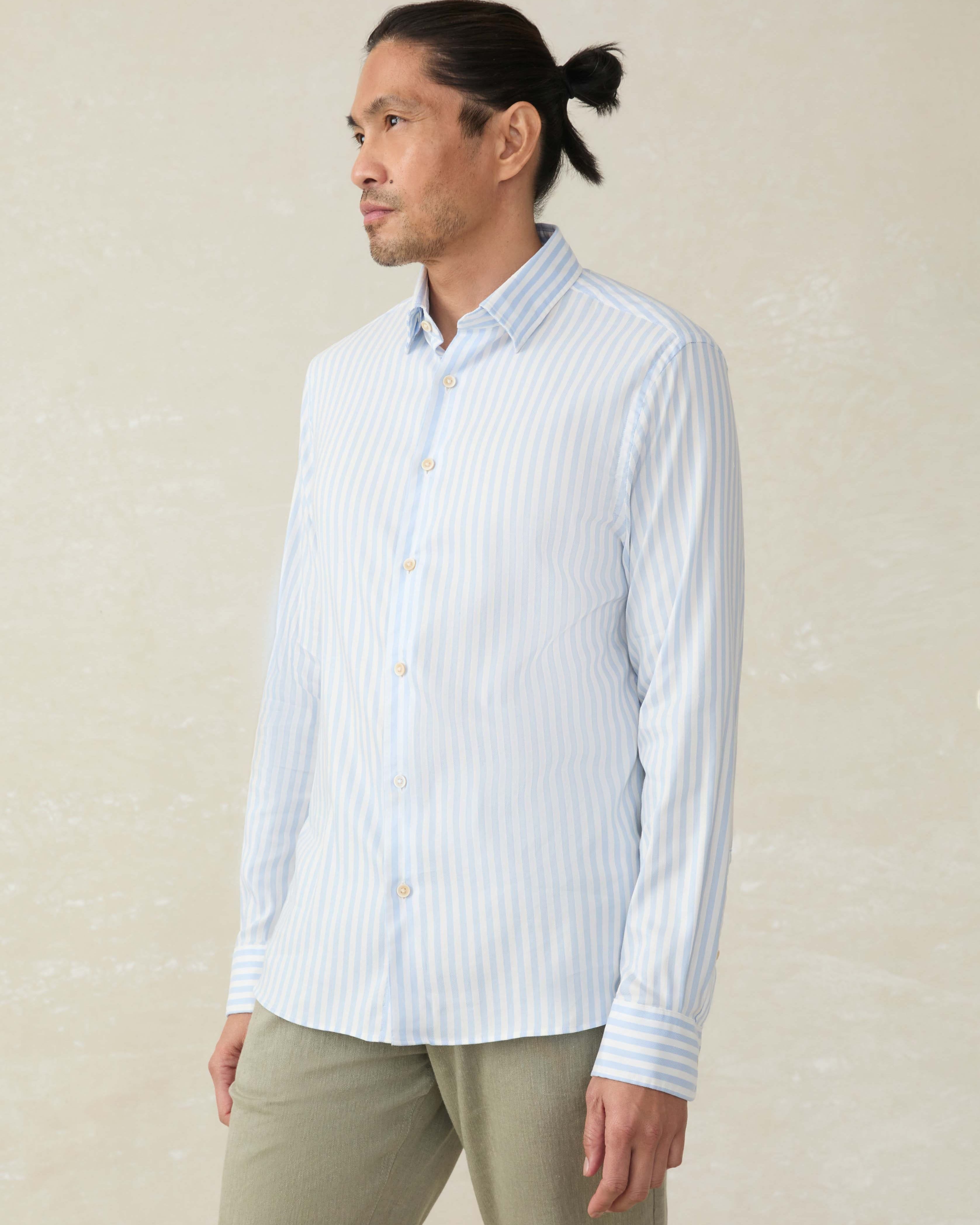 Faherty Sport Shirts Movement Monterey Shirt - Blue Cape Stripe