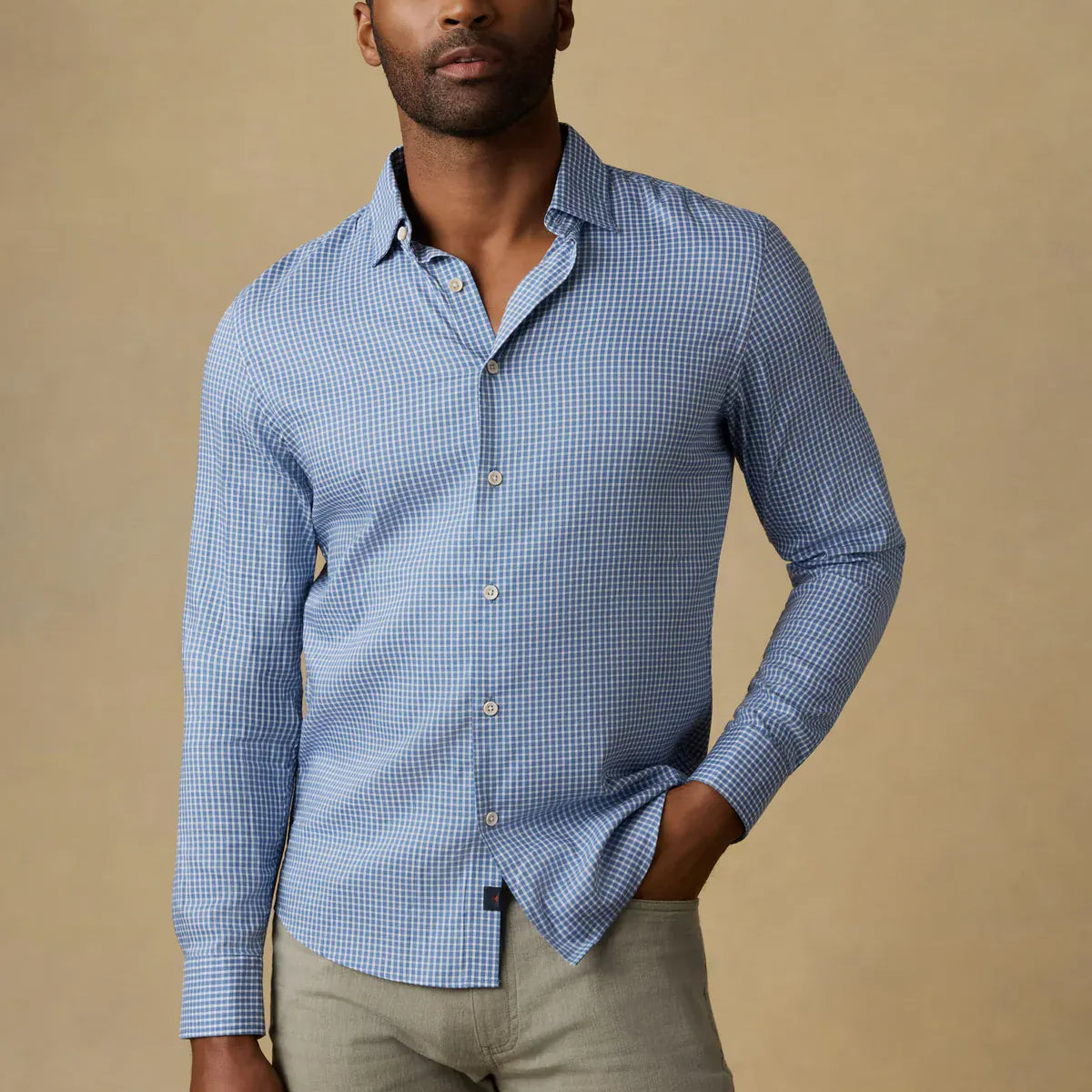 Faherty Sport Shirts Movement™ Monterey Shirt in White Blue Check