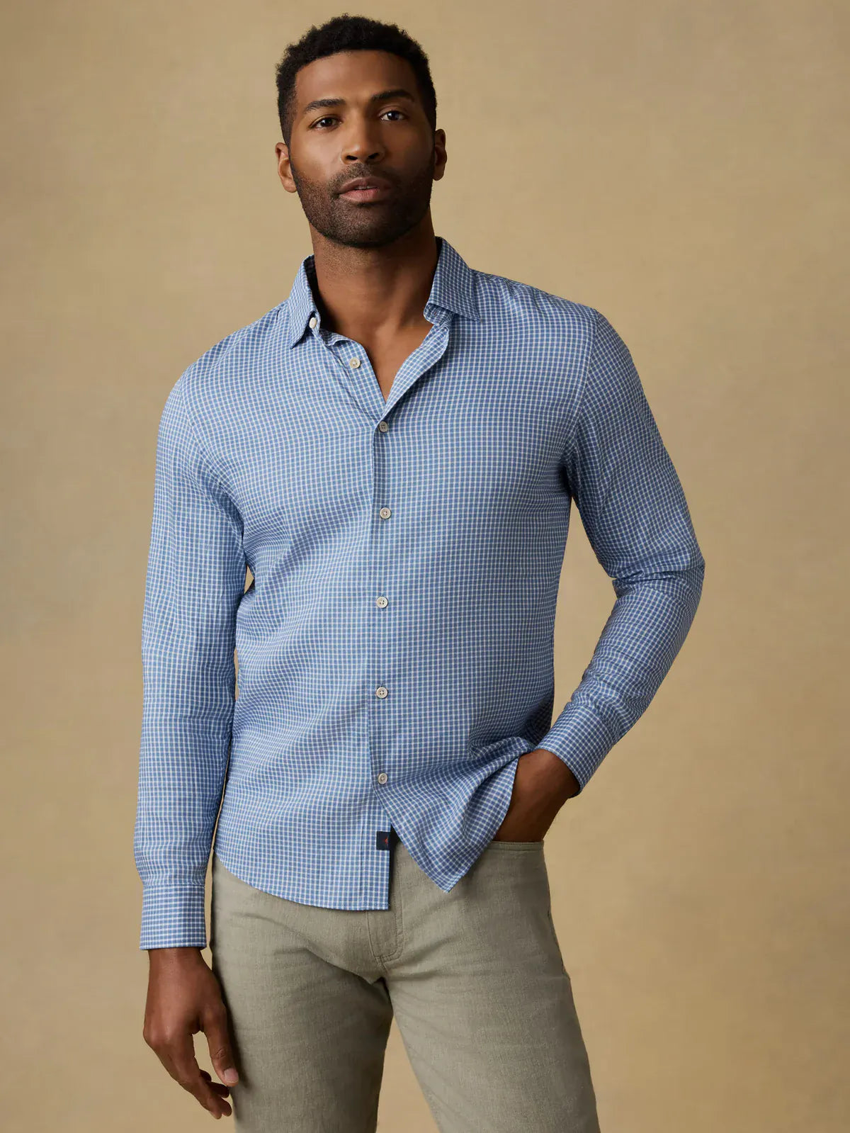 Faherty Sport Shirts Movement™ Monterey Shirt in White Blue Check