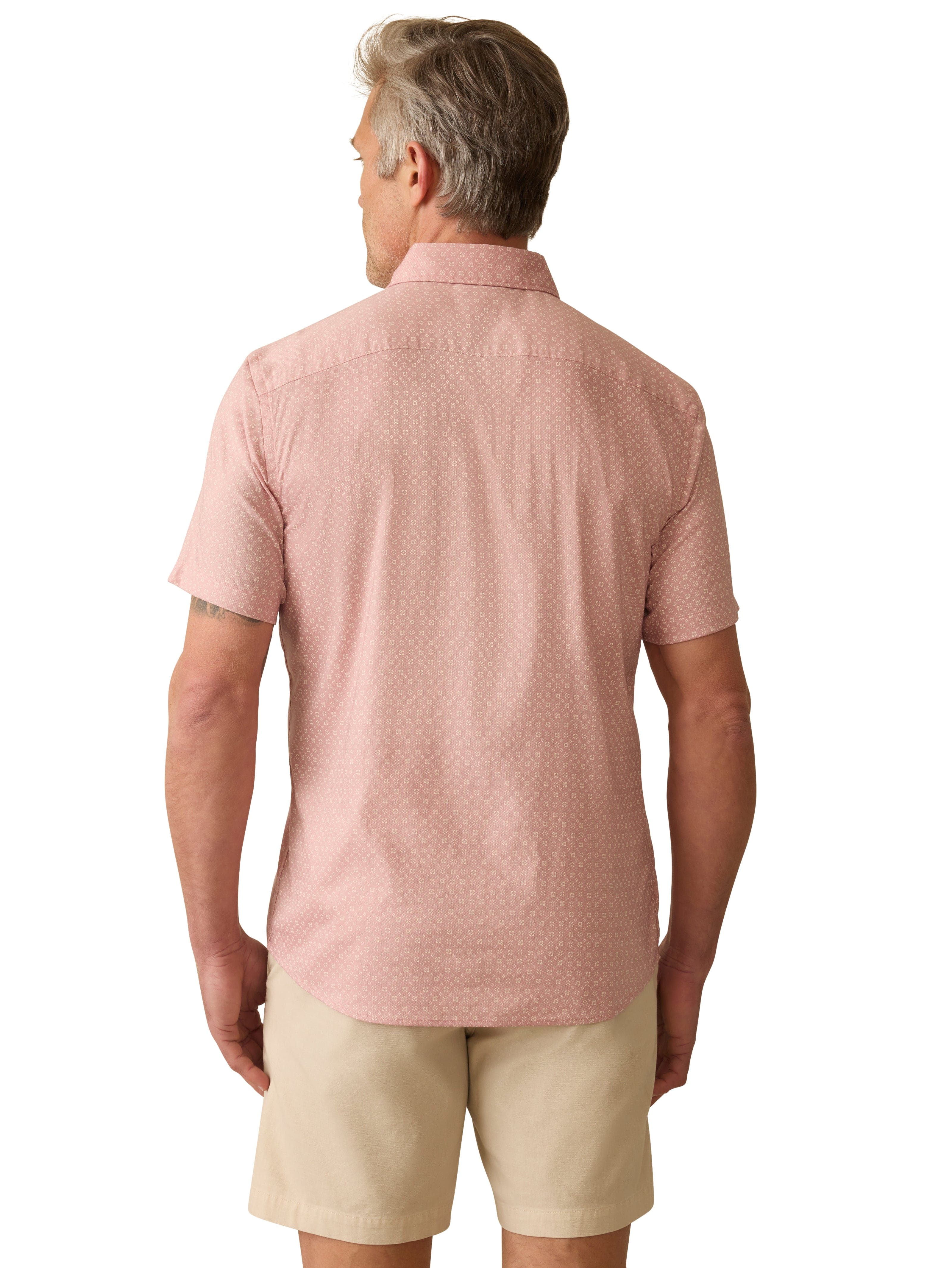 Faherty Sport Shirts Short Sleeve Movement Monterey Shirt - Mauve Blossom Geo