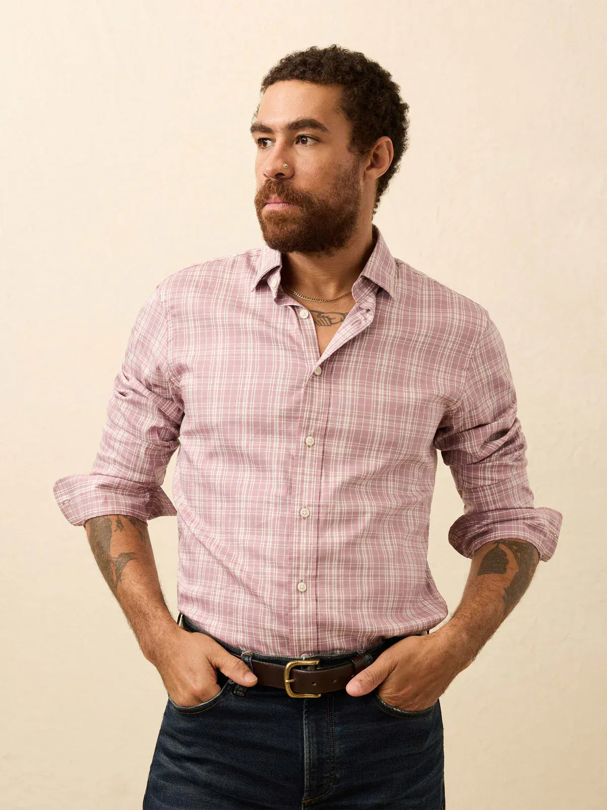 Faherty Sport Shirts The Movement Shirt in Plum Cloud Plaid