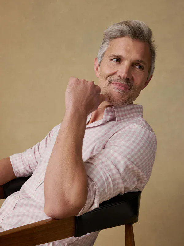 Faherty Sport Shirts The Movement™ Shirt in Rose White Gingham