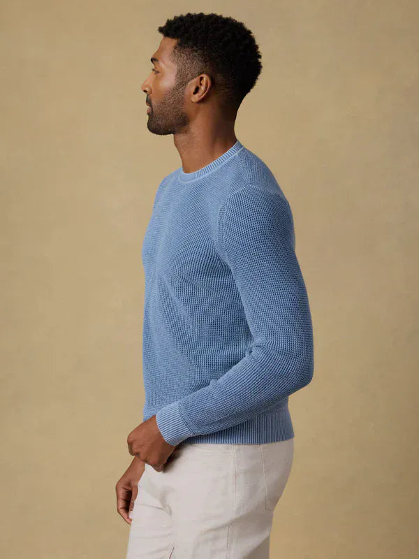 Faherty Sweaters Sunwashed Crewneck Sweater in Blue Sea