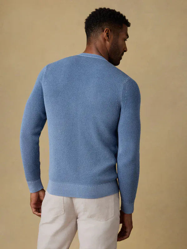 Faherty Sweaters Sunwashed Crewneck Sweater in Blue Sea