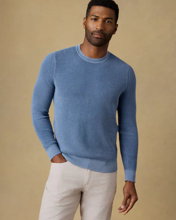Faherty Sweaters Sunwashed Crewneck Sweater in Blue Sea
